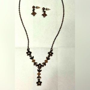 Antique copper colored necklace and earring set